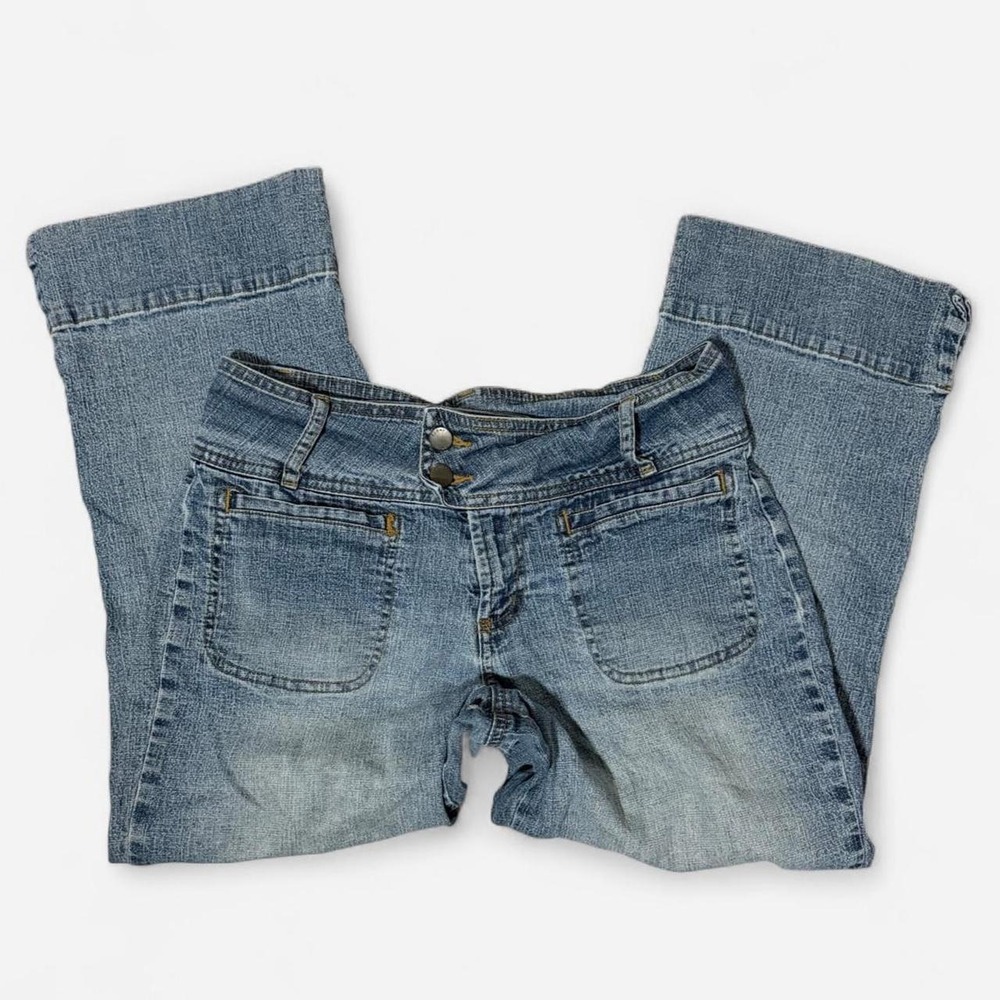 Cato Vintage Y2K Low Rise Denim Capri Jeans Blue Size 8 Cuffed Hem McBling